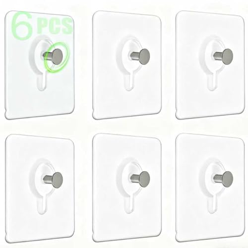 Picture Hanging Hooks,6 PCS Heavy Duty Wall Hangers Without Nails - color: Transparent-6PCS
