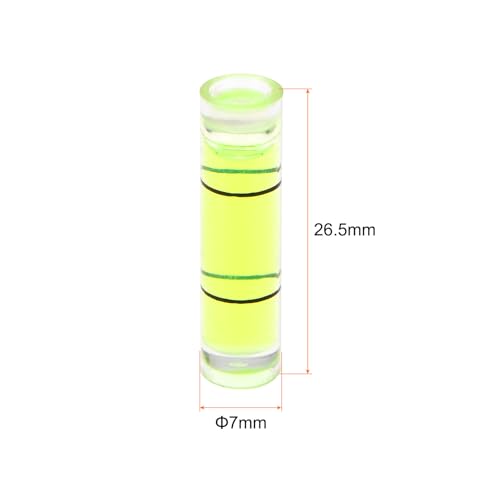 HARFINGTON 6pcs Small Cylindrical Bubble Level Vials 7x26mm PMMA Mini Horizontal Bubble Spirit Level Measuring Layout Tools for RV TV Picture Frame Hanging Tool Leveler - size: 7x26mm