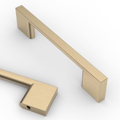 Asidrama 10 Pack 3.75 Inch(96mm) Brushed Brass Kitchen Cabinet Handles, Cabinet Pulls Kitchen Cabinet Hardware for Cupboard Drawer Pulls - color: Brushed Brass, size: 3.75" Hole Center(96mm), style: 10 Pack