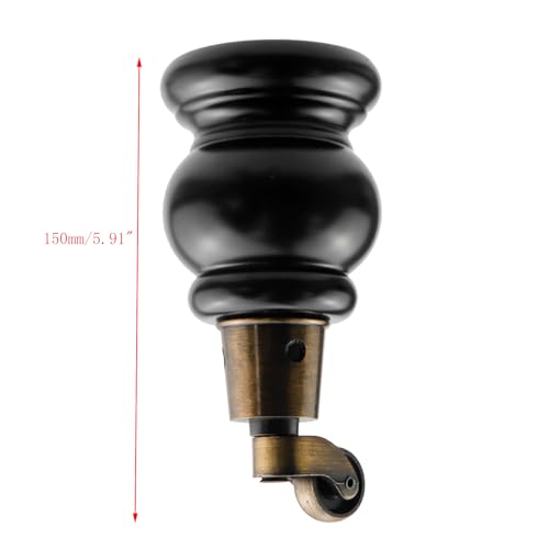 4pcs 6" Height Wooden Furniture Legs with Casters, Black - color: Black, size: Height: 6"