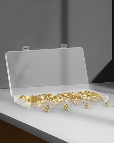 Uniclife 100 Pcs Picture Hangers, Picture Hanging Kit, 4 Size Picture Hanging Hooks, Picture Hanging Nails, Long Picture Hooks for Photo Frame Art Mirror and Décor, Gold - size: 100 Pcs, style: Gold