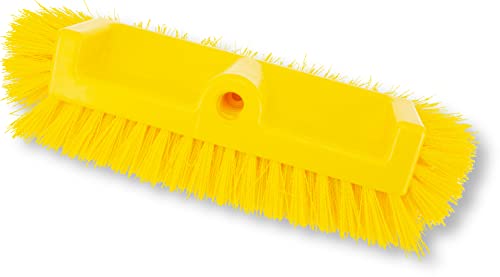 SPARTA Multi-Level Tile Scrub Brush 12" Wide Brush Head, Heavy-Duty Tile Cleaning Brush with End Bristles for Commercial Tiles, Tubs and Floor, Plastic, 12 Inches, Yellow - color: Yellow