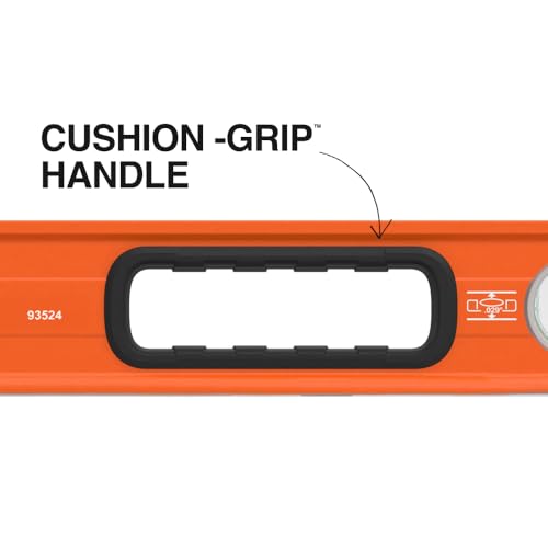 Klein Tools 93524 24-Inch Box Level, 2-Foot Box Beam Spirit Level, 3 Vials, High Visibility Orange, Aluminum Body - size: 24-Inch