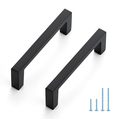 JOY DECOR Matte Black Cabinet Pulls Slim Square Handles, 3 Inch, 10 Pack - size: 3 Inch Hole Center