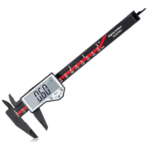 Digital Caliper, 0-6" Electronic Caliper Auto - Off Feature with Large LCD Screen Vernier Caliper Conversion Measuring Tool for Length Depth Inner Outer Diameter Measuring - color: Red Plastic, size: 6"
