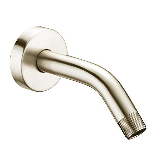 Purelux Shower Arm 6 Inch Universal Replacement Water Outlet PJ0602 Made of Stainless Steel, Brushed Nickel, Shower Arm and Flange Included - color: Brushed Nickel, size: 6 Inches
