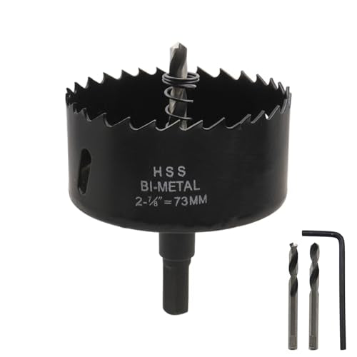 2-7/8 Inch 73mm Hole Saw Hole Cutter with Shank Drill Bit Adapter for Drilling Hole in Thin Metal Plastic and Wood - color: black, size: 2-7/8"