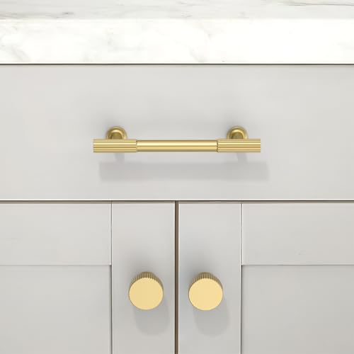 10 Pack Brushed Gold Cabinet Pulls 4 Inch(102mm) Kitchen Cabinet Handles Solid Zinc Alloy Cabinet Hardware Drawer Pulls - color: Brushed Gold, size: 4" Hole Center