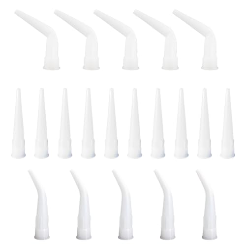 10+5+5 Pack White Curved Caulking Nozzle, Replacement Extension Applicator Tip for Sausage Caulk Gun