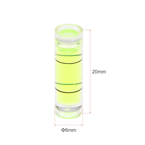 HARFINGTON 6pcs Small Cylindrical Bubble Level Vials 6x20mm PMMA Mini Horizontal Bubble Spirit Level Measuring Layout Tools for RV TV Picture Frame Hanging Tool Leveler - size: 6x20mm