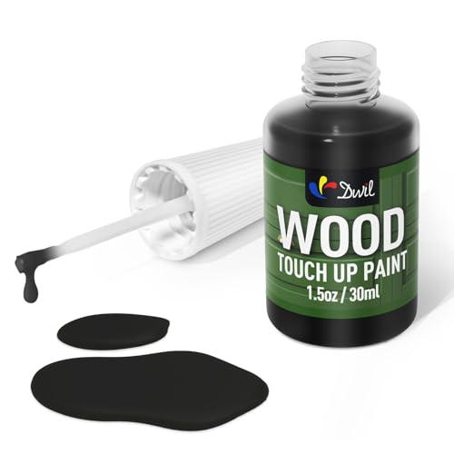 DWIL Wood Paint Touch Up Paint - 1.5 Oz Touch Up Paint Pen, Quick-Dry Black Paint for Wood Scratches,Chips and Spots on Furniture, Cabinets, Doors, Tables, Dressers (Black) - color: Black