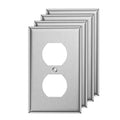 4-Pack Single Duplex Wall Switch Plate Outlet Cover - Stainless Steel Decorator Receptacle Outlet Plate Covers - Brushed Finish - Silver - size: 4 Pack