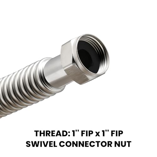 24inch Stainless Steel Corrugated Water Heater Connector Flexible for Female Iron Water Pipes Fitting, 1" FIP x 1" FIP, 24" Length (2 Packs)… - style: 24"L / 1x1"FIP