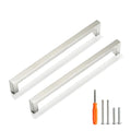Cabinet Pulls Brushed Nickel Cabinet Handles Square Drawer Pulls, 5 Pack 8-4/5 Inch Stainless Steel Kitchen Door Cupboard Cabinet Handles, Cabinet Hardware Drawer Handles, 224mm Hole Centers - color: Brushed Nickel, size: Two Hole - 8-4/5 inch Hole Center
