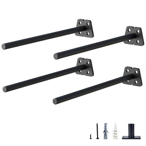 NEODROP 4-Pack 8 Inch Hidden Floating Shelf Bracket, Heavy Duty Blind Shelf Support Hardware | Invisible Wall Brackets for Kitchen, Fireplace Mantel Wood Shelves | Black Powder Coated Solid Steel - size: 8 Inch, style: 4 Pack