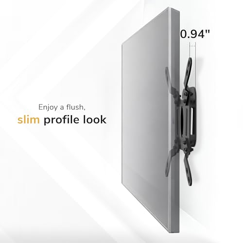 Mount-It! Fixed TV Wall Mount, Ultra Low Profile 0.94", Fits 13–50" TVs & Monitors up to 66 lbs, VESA 75x75–200x200, Flush Mount, Single Stud, Small Flat TV Wall Bracket for Bedroom & Office - size: 24" - 50" Screens