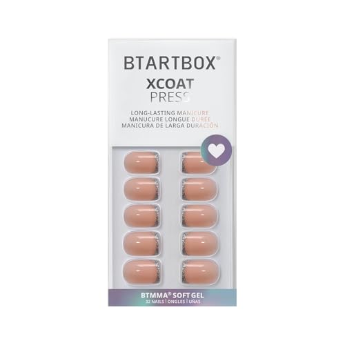 BTArtbox Press on Nails, Short French Tip Square Nails, 32Pcs Full Kit - color: A8-Ice Thread
