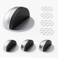 Stainless Steel Half Dome Floor Door Stop Self-Adhesive with Rubber Free Punching—Ground Door Stops for Bedroom Living Bath Shower Room Office Silver—Stainless Steel Floor Door Stopper（4PCS）