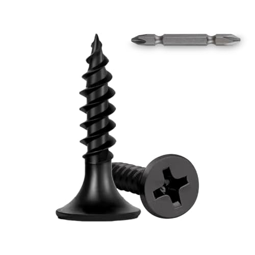 100Pcs Self-Tapping Black Wood Screws with Driver Bit, #8 x 3/4" - size: #8x3/4"