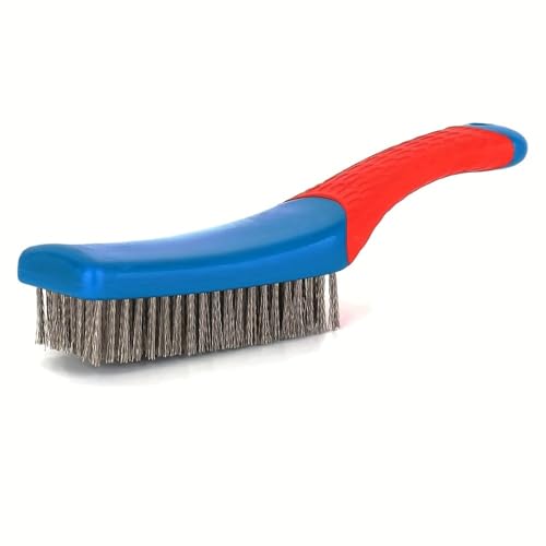 Heavy Duty Wire Brush for Cleaning, Dense Steel Brush with Handle, Ideal for Rust Removal and Home Kitchen Use