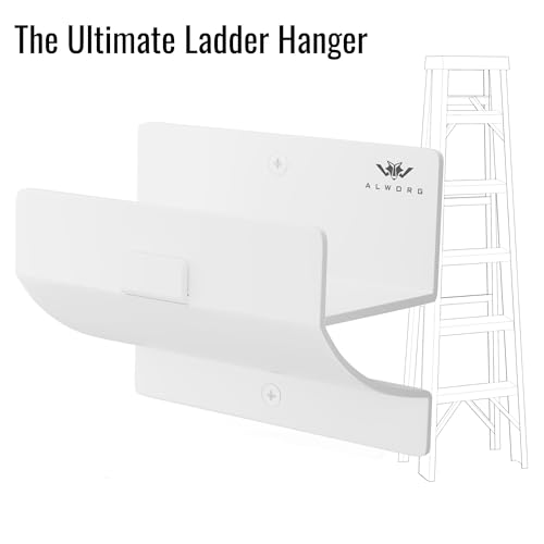 Ladder Hooks Set of 4 White - Heavy Duty Garage Bracket - Wall Mount Hanger - color: White, size: Pack of 4 Hooks