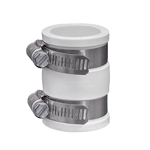 Fernco 1056-100 1-in. Flexible PVC Pipe Coupling for Plastic and Copper Plumbing Connections in White - size: 1 Inch