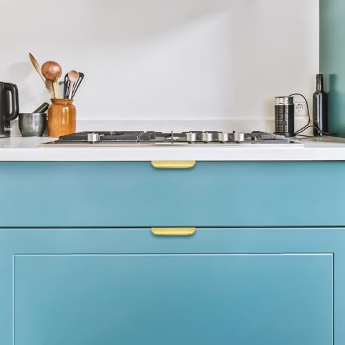 Ravinte Hardware Gold Cabinet Handles Finger Edge Pulls 4 Inch CC 10 Pack - color: Gold, size: 102mm/4" Overall Length