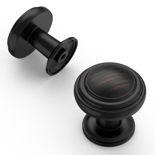 Amerdeco 10 Pack Oil Rubbed Bronze Cabinet Knobs Single Hole Cabinet Pulls 1 Inch Drawer Knobs for Bathroom Cabinets ZH0086 - color: Oil Rubbed Bronze, size: 1" Single Hole