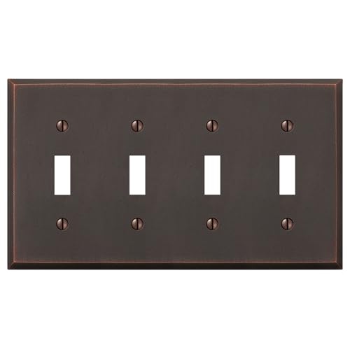 Amerelle Manhattan Quadruple Toggle Cast Metal Wallplate in Aged Bronze - size: 4 Toggle