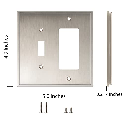 Henne Bery Soft Modern Decorative Wall Plate Switch Plate Outlet Cover (Toggle/Decorator, Satin Nickel) - style: Toggle/Decorator