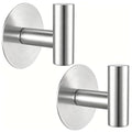 Heavy Duty Self-Adhesive Coat Hooks, Stainless Steel Towel Hooks for Bags, Towels, Robes, Hats, Aprons – No Drill Bathroom, Kitchen, Hotel Wall Hooks (2 Pack, Silver) - color: Silvery, size: Adhesive "T" Shape- 2 Pack