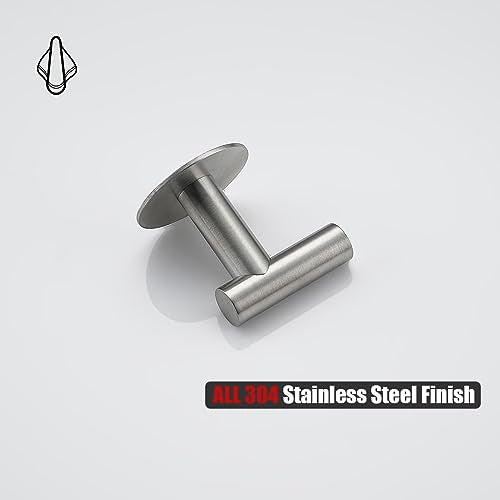 JQK Self Adhesive Towel Hook Brushed, No Drill Stick on Coat Robe Clothes Wall Hook for Bathroom Kitchen Garage 2 Pack, 304 Stainless Steel Brushed Steel, ATH110-BN-P2 - color: Brushed Steel, size: 2 Pack