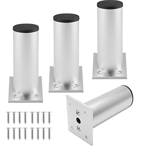 4-Pack Adjustable Aluminum Alloy Furniture Legs 4" Height Silver - color: Silver, size: 4 Inch