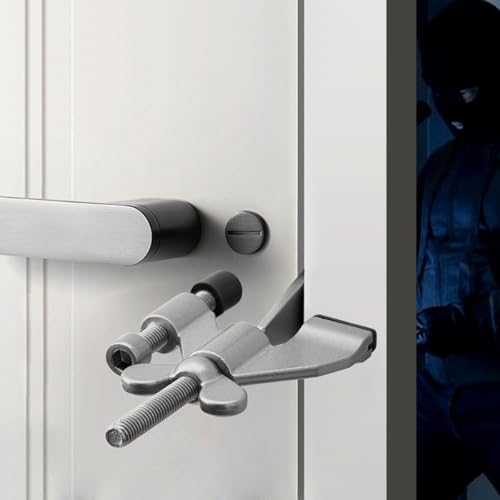 Grey Adjustable Heavy Duty Portable Door Lock,No Drill - color: Gray