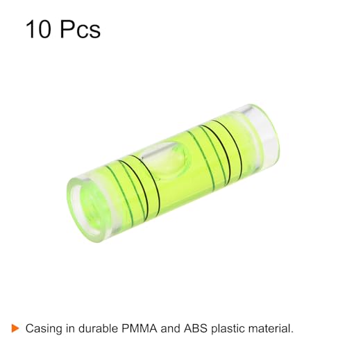 HARFINGTON 10pcs Small Cylindrical Bubble Level Vials 9.5x30mm PMMA Mini Horizontal Bubble Spirit Level Measuring Layout Tools for RV TV Picture Frame Hanging Tool Leveler - size: 9.5x30mm