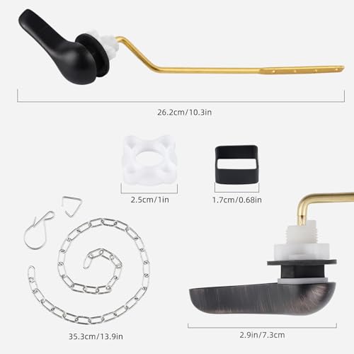 iFealClear Universal Metal Toilet Tank Flush Lever Replacement, Side Mount Toilet Handle Replacement Kit, Solid Brass Toilet Trip Lever Fits Most Toilets, Stainless Steel Chain, Oil Rubbed Bronze - color: Oil Rubbed Bronze, style: Side Mount Design