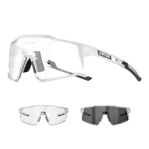 KAPVOE Photochromic Cycling Glasses Clear Mountain Bike Glasses K9022 - color: Transparent