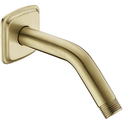 TRUSTMI Shower Arm with Flange, Angled 6-Inch Stainless Steel Replacement Pipe, Wall Mounted Tube for Bathroom Shower Head, Brushed Gold - color: Brushed Gold