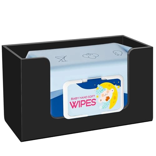 Wipe Holder Wall Mount Dispenser for Bathroom Tissue Box Acrylic Black - color: Black