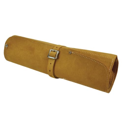 Faithfull Suede Leather Chisel Roll - 8 Pocket, Water Resistant & Compact Tool Organizer - Tan