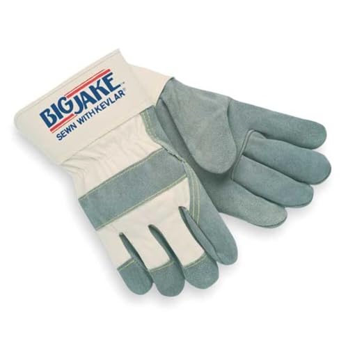 MCR Safety 1700XL Big Jake Cow Leather Sewn Kevlar Gloves, X-Large, Gray - size: X-Larg