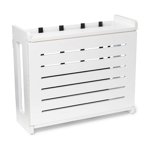 WiFi Router Storage Cabinet Router Box Hider WiFi Box Hider Shelf Cover - color: White