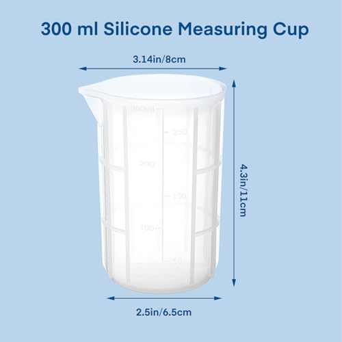 Gartful 300ml Mixing Cups for Epoxy Resin, 4PCS Extra Large Silicone Measuring Cups, Reusable, Durable Pour Tool for Casting Molds, Making Stain Jewelry & Cup, Acrylic Paint Pouring, DIY, Art, Craft - size: Large-300ml*4
