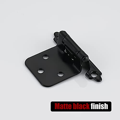JQK 1/2 Inch Overlay Cabinet Door Hinges Black, 50 Pack 25 Pairs Flush Face Mount Cupboard Self-Closing Kitchen Cabinet Hinges, CH200-BK-P50 - color: Black, size: 50 pack/25 pairs