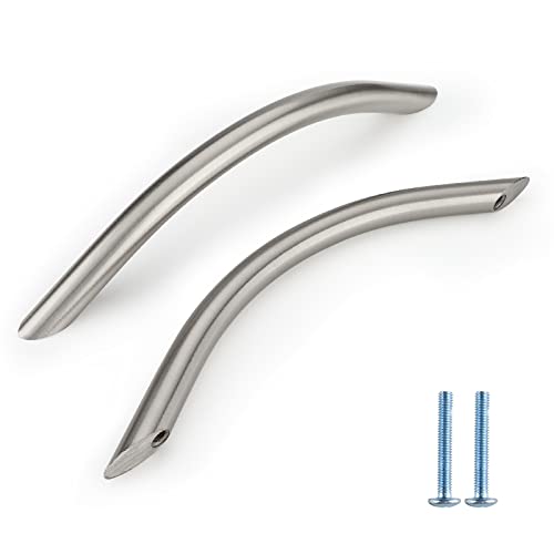homdiy Solid Brushed Nickel Cabinet Pulls, 3-3/4 Inch Silver Arched Drawer Handles, 10 Pack Kitchen Cabinet Hardware, Screws Included for Cupboard Closet Furniture Upgrade - color: Brushed Nickel, size: 3-3/4 inch Hole Centers