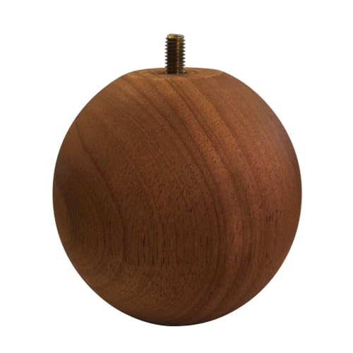 Solid Wood Sofa Replacment Parts 4 Inch Round Ball Shape Furniture Legs for Sofa Couch Ottoman Loveseat Cabinet Legs Furniture Feet Set of 4 (Light Walnut) - color: Light Walnut