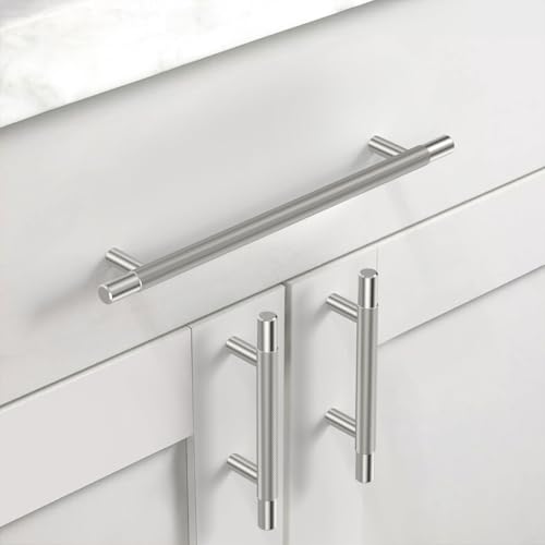Asidrama 10 Pack 7.5 Inch(192mm) Brushed Satin Nickel Knurled Kitchen Cabinet Handles, Cabinet Pulls Kitchen Cabinet Hardware for Cupboard Drawer Pulls - color: Brushed Satin Nickel, size: 7.5" Hole Center