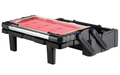 18" Cantilever Tool Box Organizer, Heavy-Duty Tool Storage Box - color: Black/Red, size: Cantilever