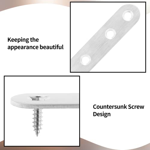 Jiozermi 12 Pcs Straight Brace, 3" x 0.7", Stainless Steel Silver - size: Silver, 3” x 0.7”, 12 Pcs