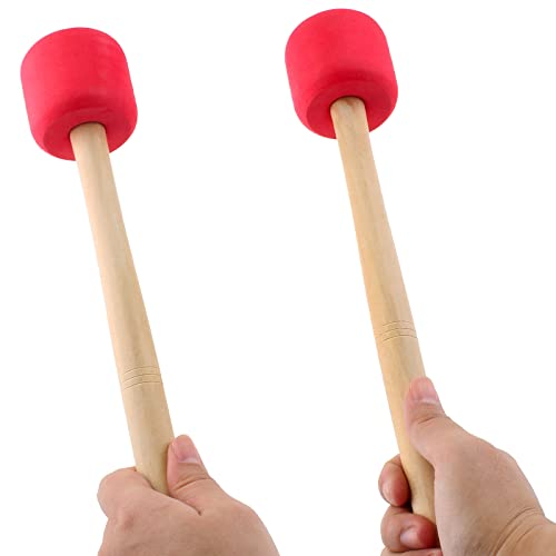 Jiozermi 2 Pcs Drum Mallet, Red, 12.8 Inches for Drums Snare Drums - color: Red